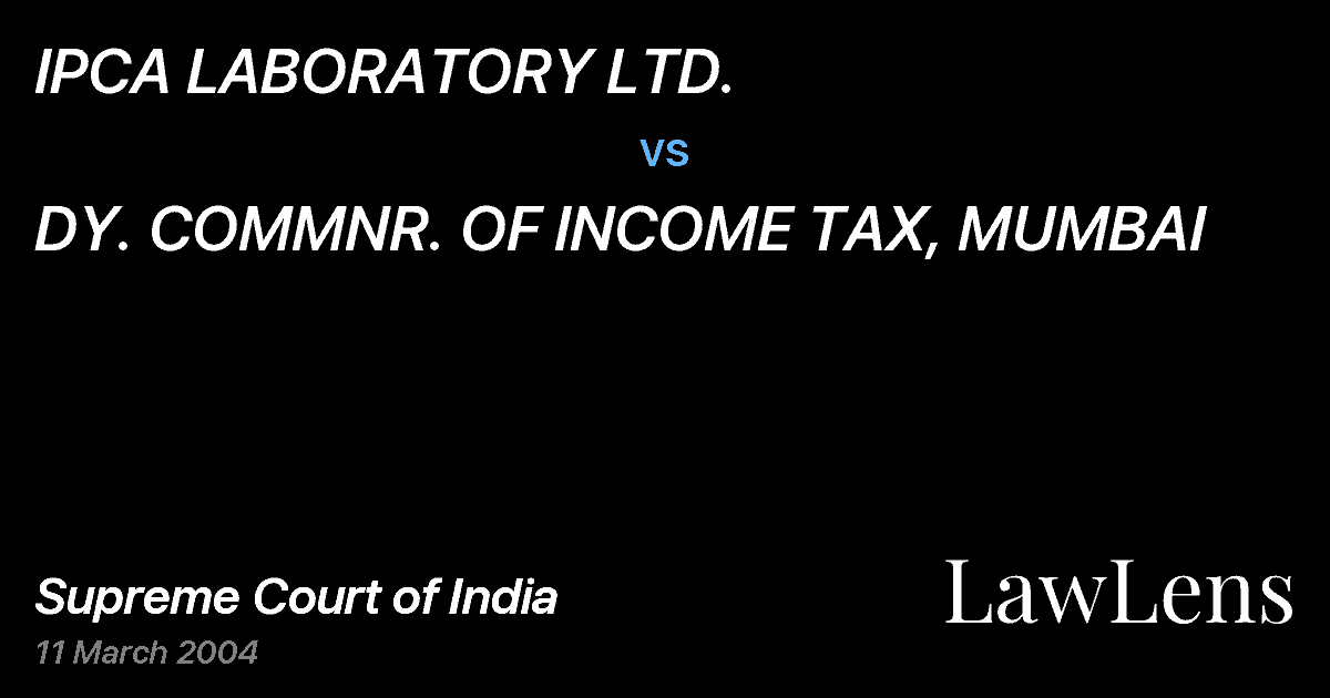 Preview image for IPCA LABORATORY LTD. vs. DY. COMMNR. OF INCOME TAX, MUMBAI