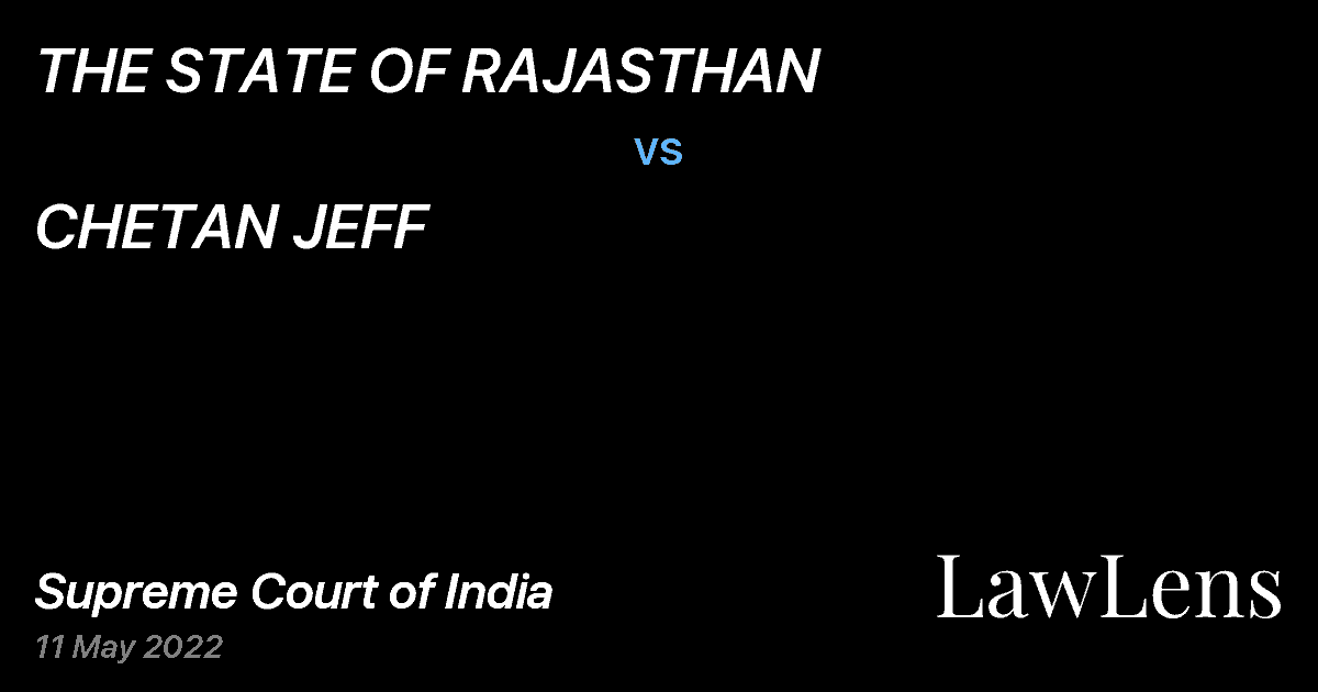 Preview image for THE STATE OF RAJASTHAN vs. CHETAN JEFF