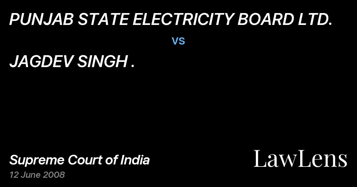 Preview image for PUNJAB STATE ELECTRICITY BOARD LTD. vs. JAGDEV SINGH .