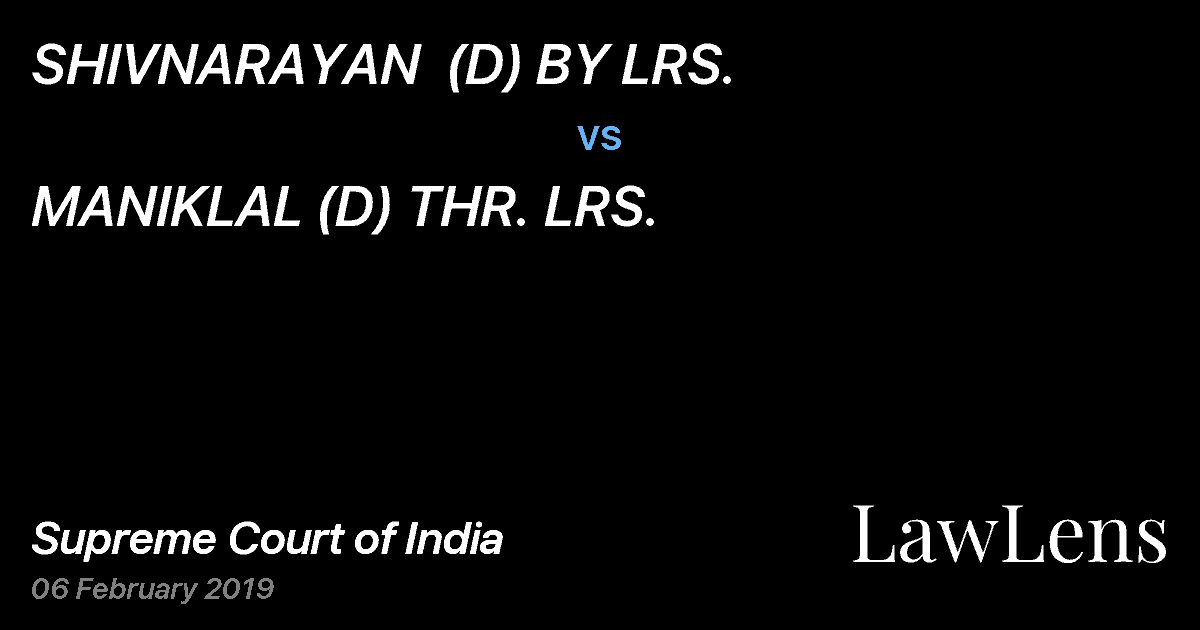 Preview image for SHIVNARAYAN  (D) BY LRS. vs. MANIKLAL (D) THR. LRS.