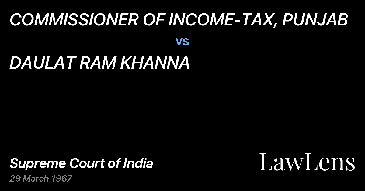 Preview image for COMMISSIONER OF INCOME-TAX, PUNJAB vs. DAULAT RAM KHANNA