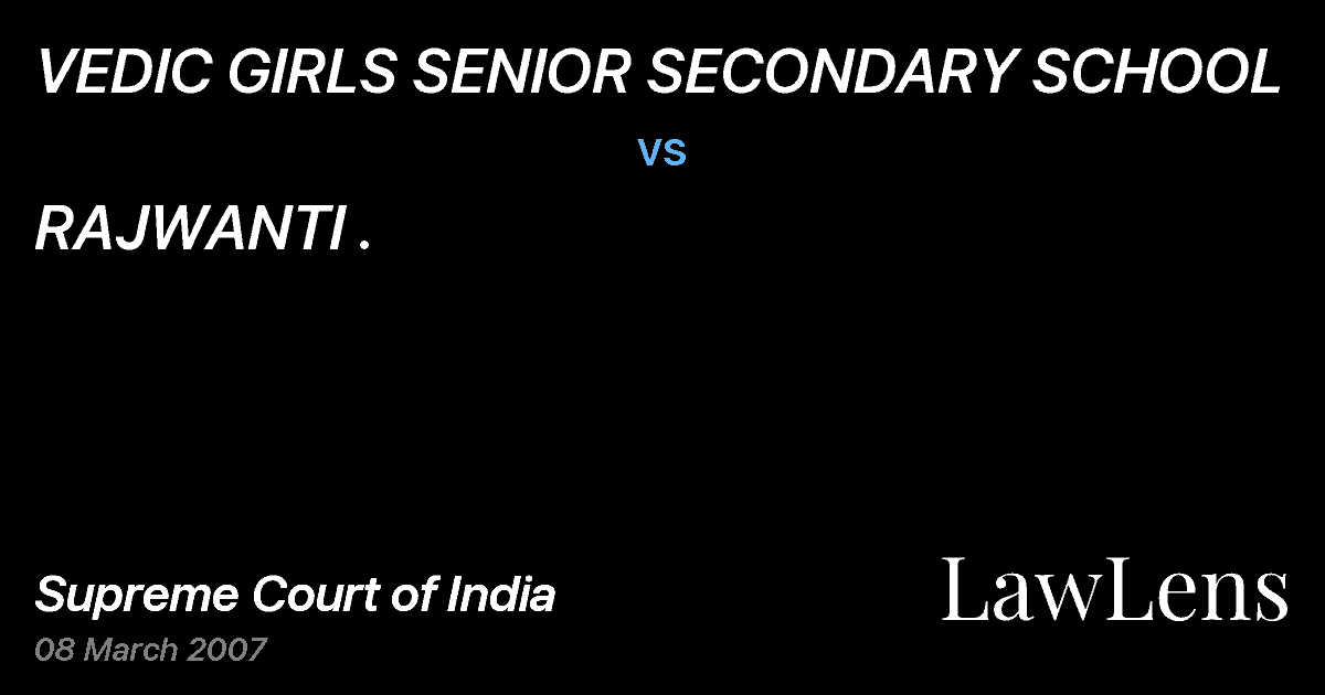 Preview image for VEDIC GIRLS SENIOR SECONDARY SCHOOL vs. RAJWANTI .