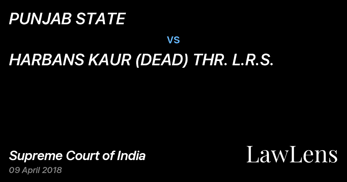 Preview image for PUNJAB STATE vs. HARBANS KAUR (DEAD) THR. L.R.S.