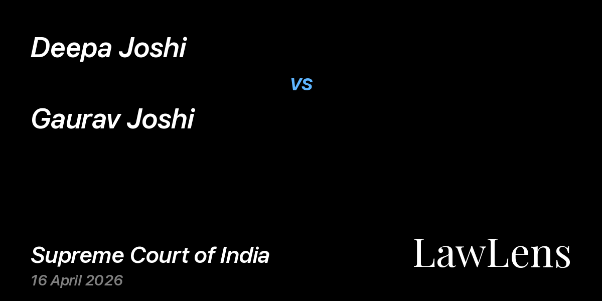 Preview image for Deepa Joshi vs. Gaurav Joshi