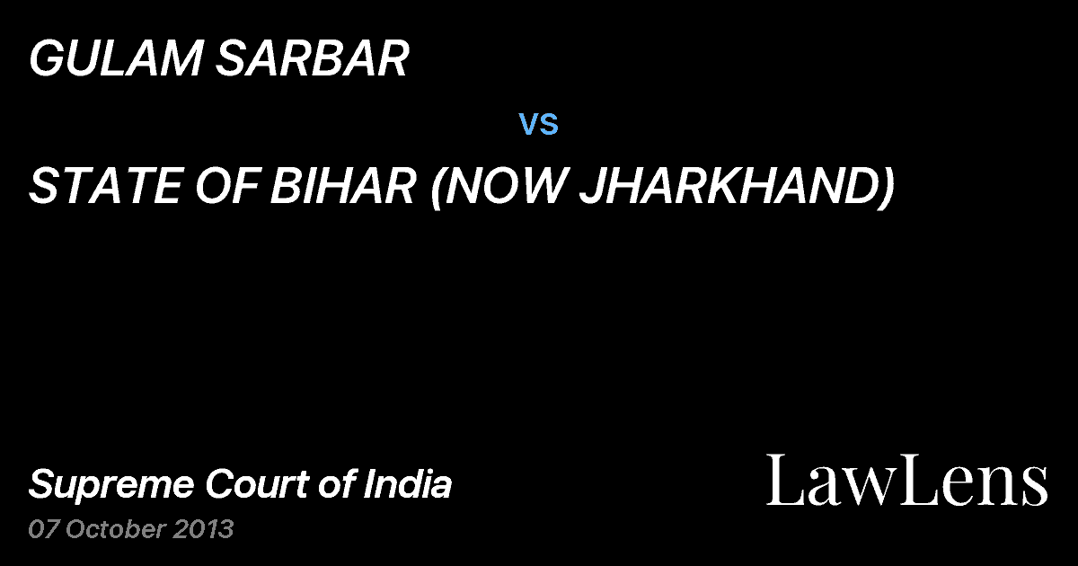 Preview image for GULAM SARBAR vs. STATE OF BIHAR (NOW JHARKHAND)