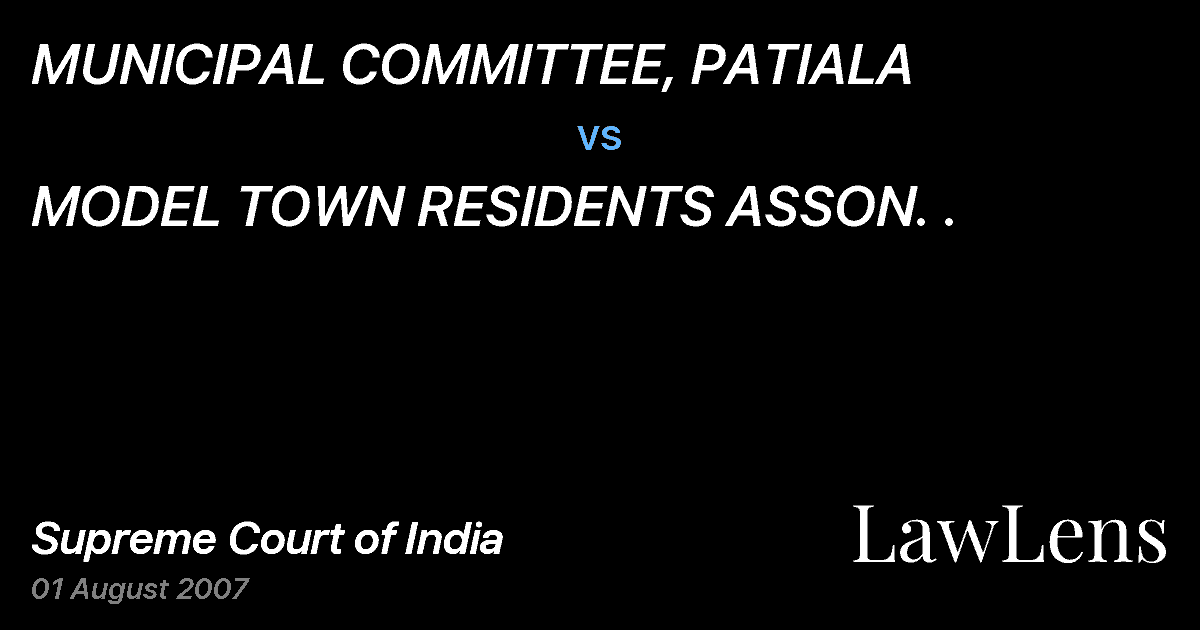 Preview image for MUNICIPAL COMMITTEE, PATIALA vs. MODEL TOWN RESIDENTS ASSON. .