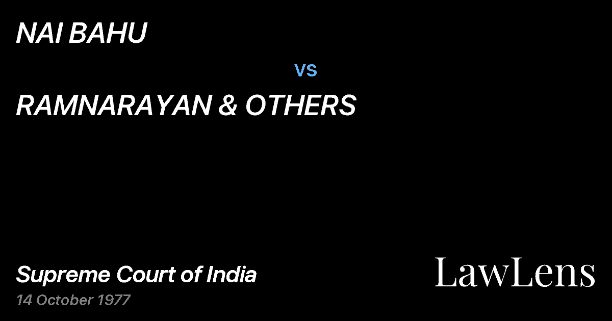 Preview image for NAI BAHU vs. RAMNARAYAN & OTHERS