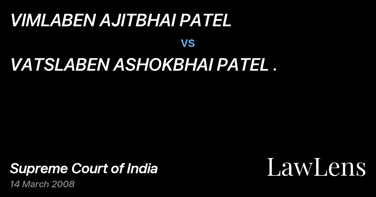 Preview image for VIMLABEN AJITBHAI PATEL vs. VATSLABEN ASHOKBHAI PATEL .