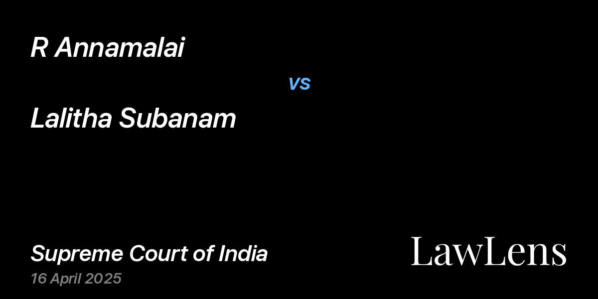 Preview image for R Annamalai vs. Lalitha Subanam