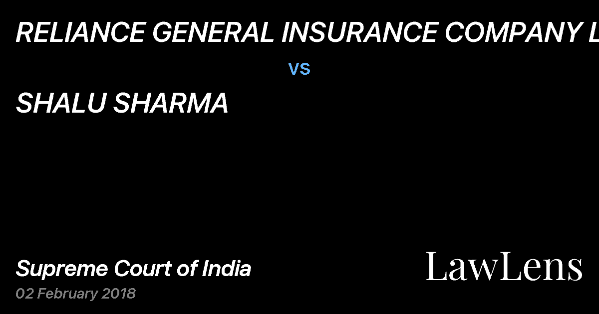 Preview image for RELIANCE GENERAL INSURANCE COMPANY LTD vs. SHALU SHARMA
