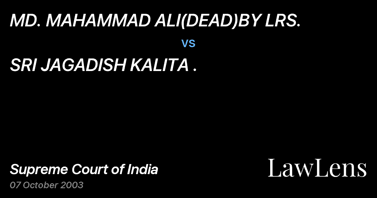 Preview image for MD. MAHAMMAD ALI(DEAD)BY LRS. vs. SRI JAGADISH KALITA .