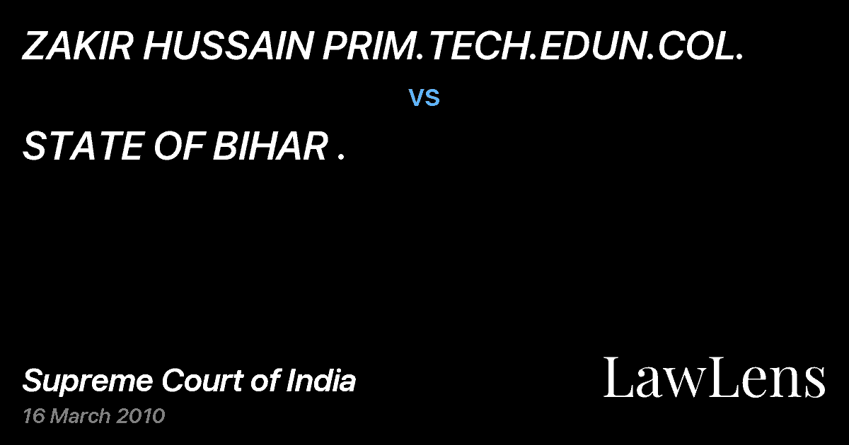 Preview image for ZAKIR HUSSAIN PRIM.TECH.EDUN.COL. vs. STATE OF BIHAR .
