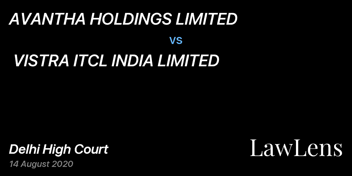 Preview image for AVANTHA HOLDINGS LIMITED  vs.  VISTRA ITCL INDIA LIMITED