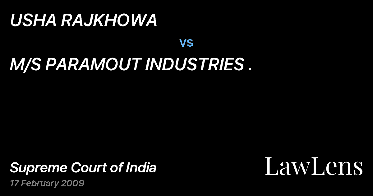 Preview image for USHA RAJKHOWA vs. M/S PARAMOUT INDUSTRIES .