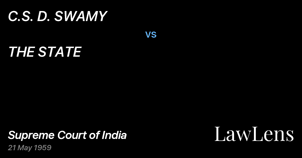 Preview image for C.S. D. SWAMY vs. THE STATE