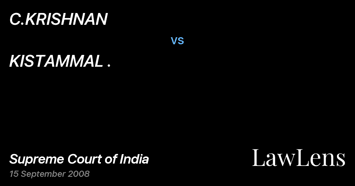 Preview image for C.KRISHNAN vs. KISTAMMAL .