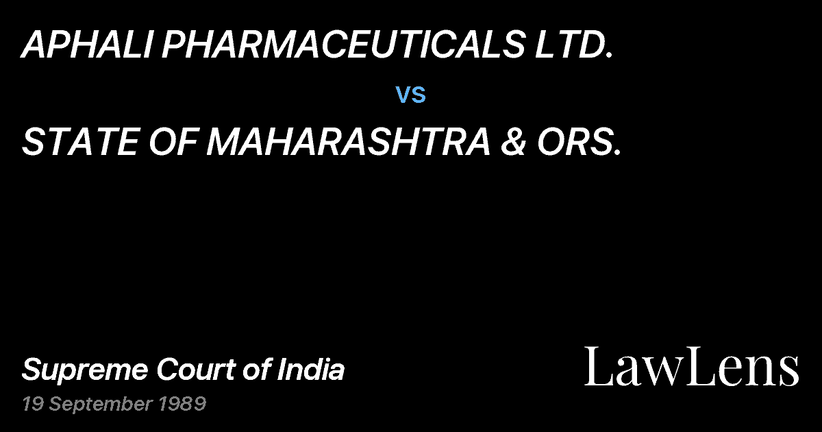 Preview image for APHALI PHARMACEUTICALS LTD. vs. STATE OF MAHARASHTRA & ORS.