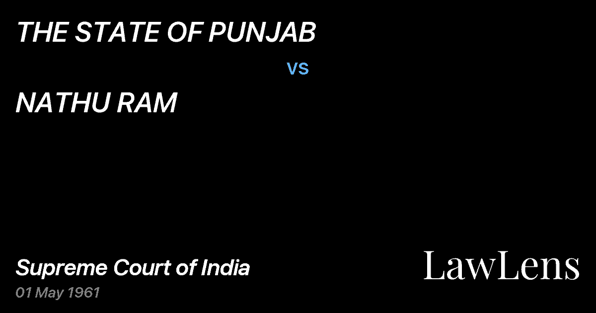 Preview image for THE STATE OF PUNJAB vs. NATHU RAM