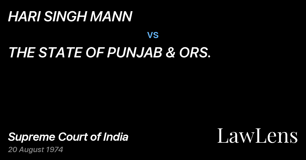 Preview image for HARI SINGH MANN vs. THE STATE OF PUNJAB & ORS.
