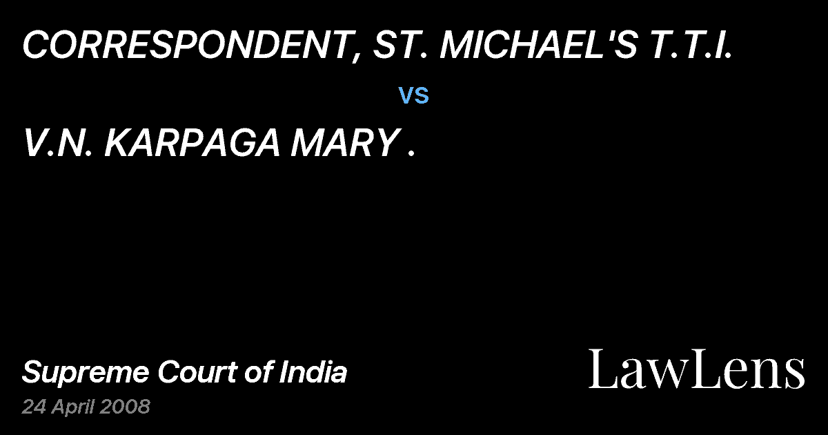 Preview image for CORRESPONDENT, ST. MICHAEL'S T.T.I. vs. V.N. KARPAGA MARY .
