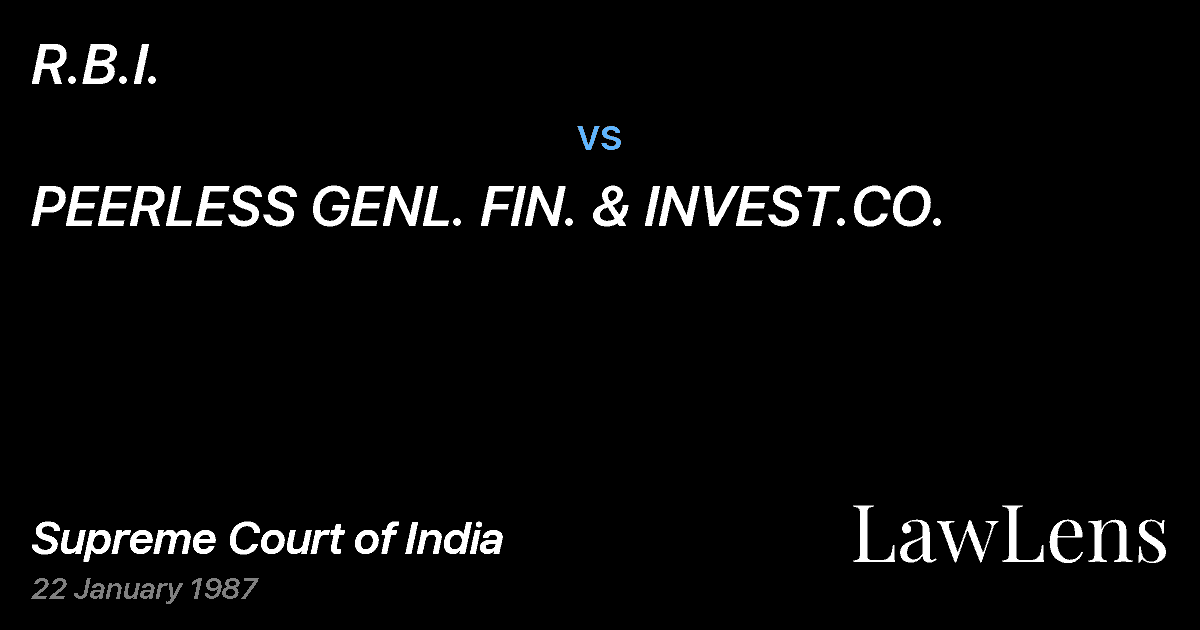 Preview image for R.B.I. vs. PEERLESS GENL. FIN. & INVEST.CO.