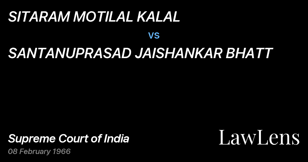 Preview image for SITARAM MOTILAL KALAL vs. SANTANUPRASAD JAISHANKAR BHATT