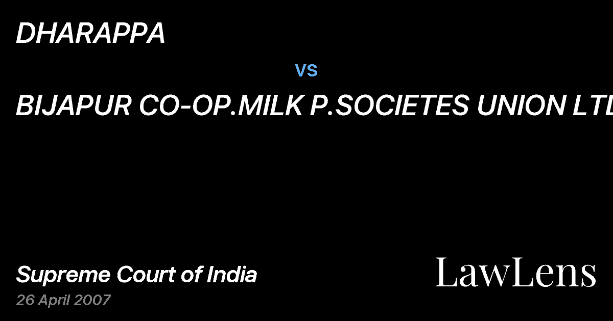 Preview image for DHARAPPA vs. BIJAPUR CO-OP.MILK P.SOCIETES UNION LTD.