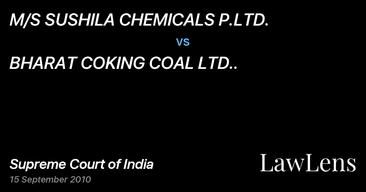 Preview image for M/S SUSHILA CHEMICALS P.LTD. vs. BHARAT COKING COAL LTD..