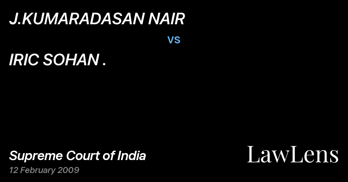 Preview image for J.KUMARADASAN NAIR vs. IRIC SOHAN .