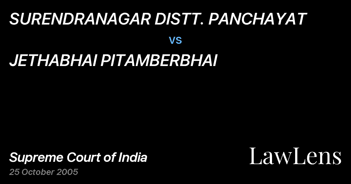 Preview image for SURENDRANAGAR DISTT. PANCHAYAT vs. JETHABHAI PITAMBERBHAI