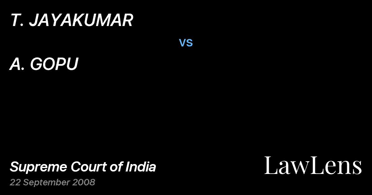 Preview image for T. JAYAKUMAR vs. A. GOPU