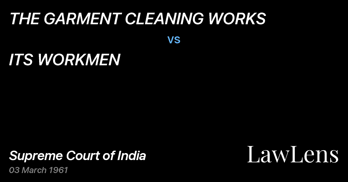 Preview image for THE GARMENT CLEANING WORKS vs. ITS WORKMEN