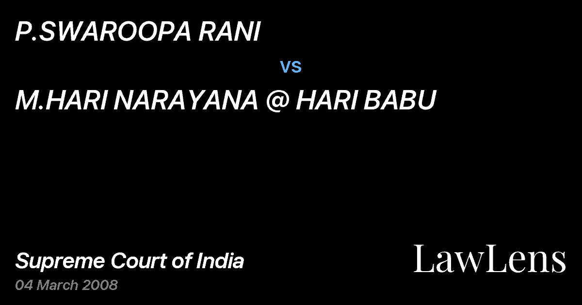 Preview image for P.SWAROOPA RANI vs. M.HARI NARAYANA @ HARI BABU