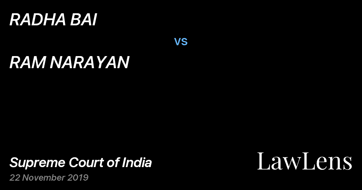 Preview image for RADHA BAI vs. RAM NARAYAN