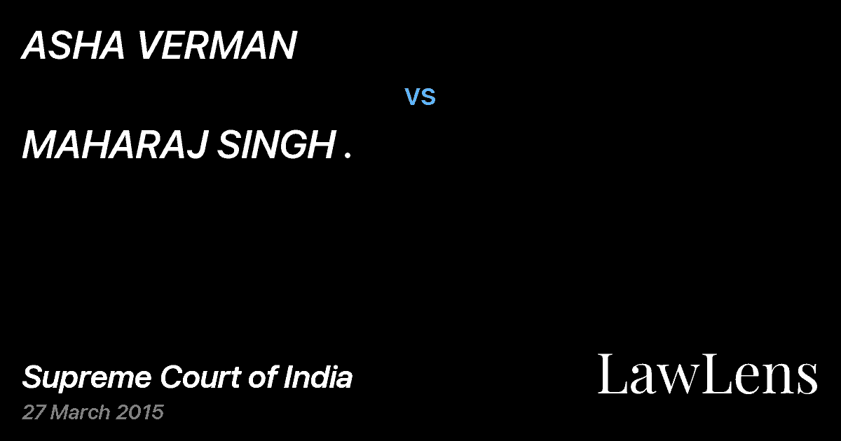 Preview image for ASHA VERMAN vs. MAHARAJ SINGH .
