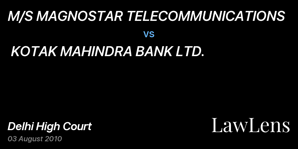 Preview image for M/S MAGNOSTAR TELECOMMUNICATIONS  vs.  KOTAK MAHINDRA BANK LTD.