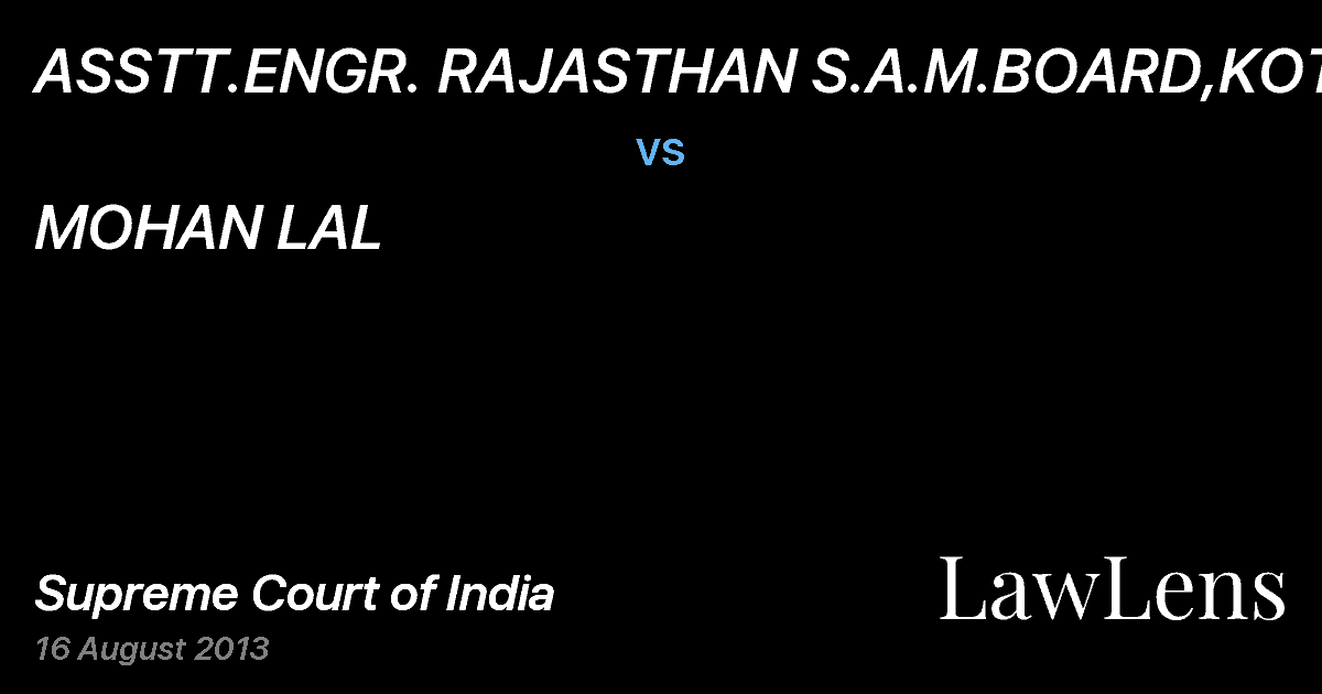 Preview image for ASSTT.ENGR. RAJASTHAN S.A.M.BOARD,KOTA vs. MOHAN LAL