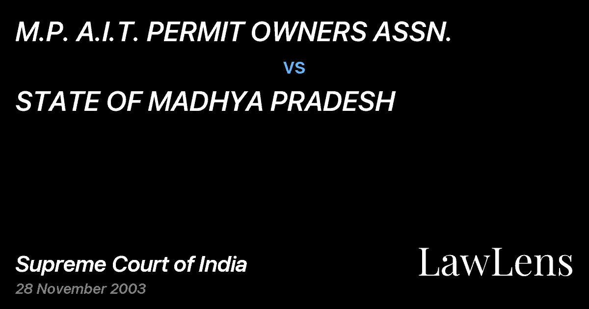 Preview image for M.P. A.I.T. PERMIT OWNERS ASSN. vs. STATE OF MADHYA PRADESH