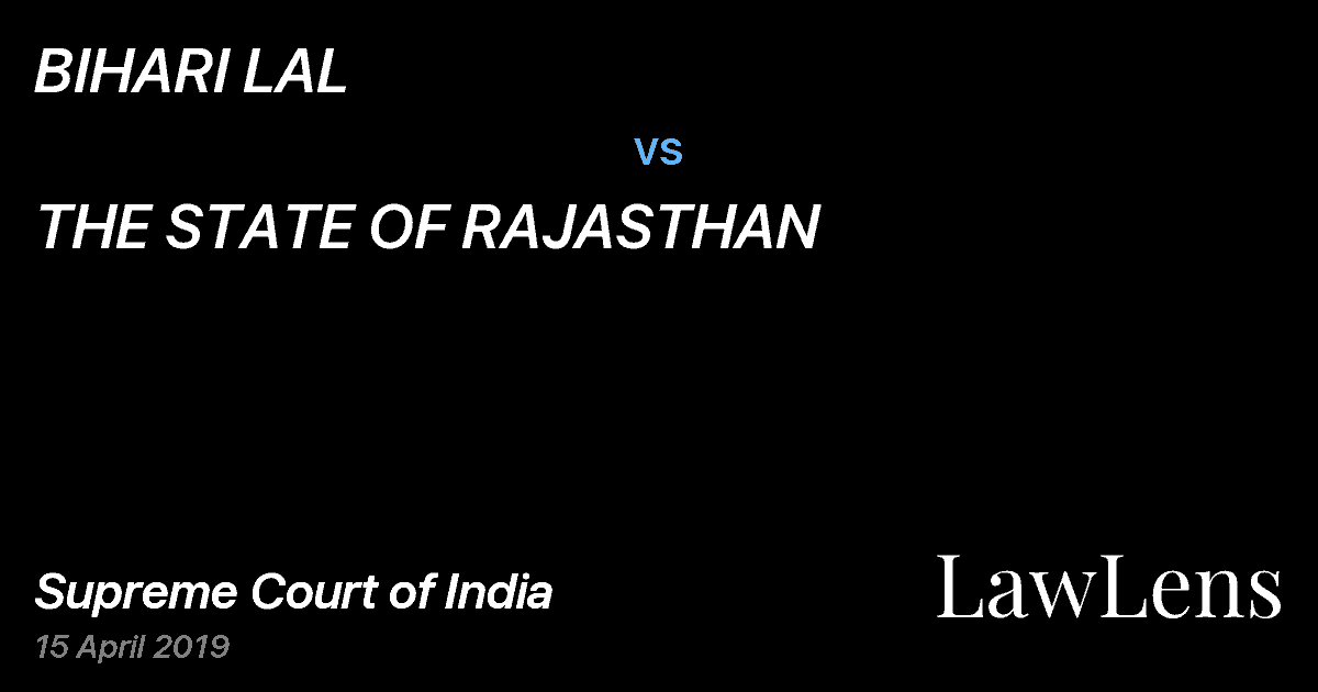 Preview image for BIHARI LAL vs. THE STATE OF RAJASTHAN