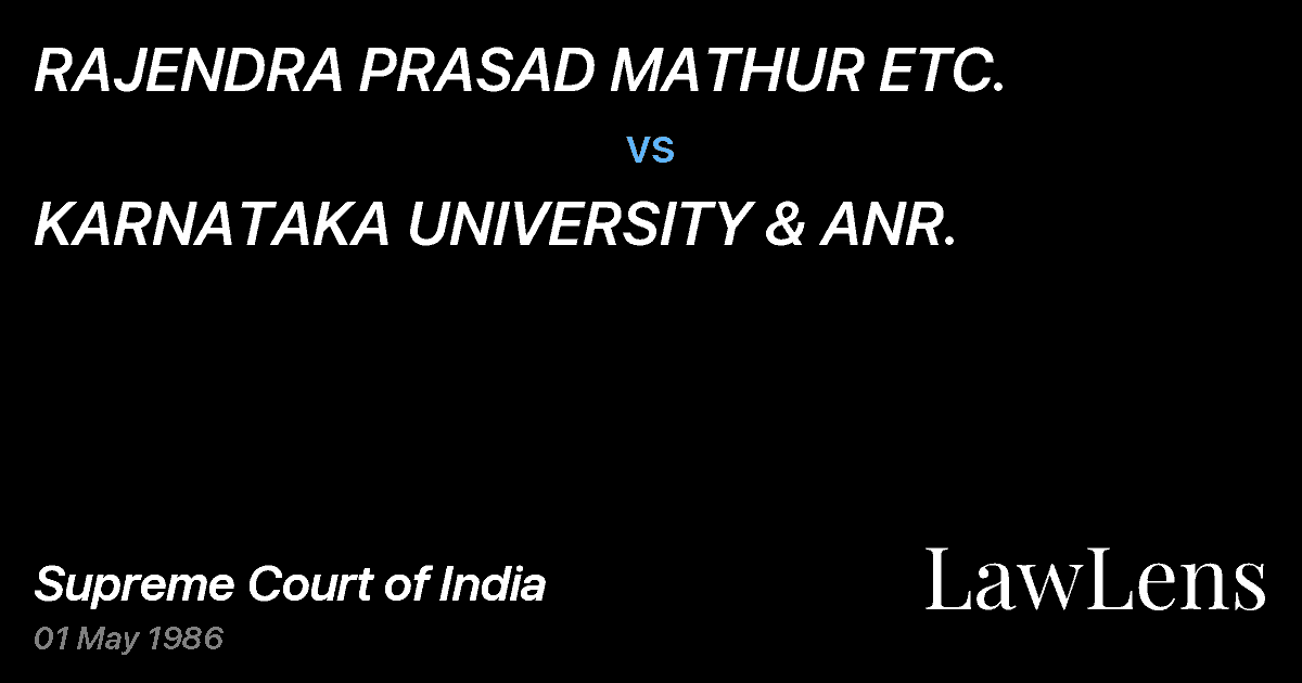 Preview image for RAJENDRA PRASAD MATHUR ETC. vs. KARNATAKA UNIVERSITY & ANR.