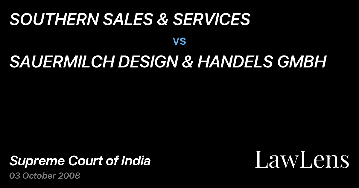 Preview image for SOUTHERN SALES & SERVICES vs. SAUERMILCH DESIGN & HANDELS GMBH