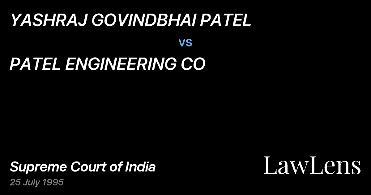 Preview image for YASHRAJ GOVINDBHAI PATEL vs. PATEL ENGINEERING CO