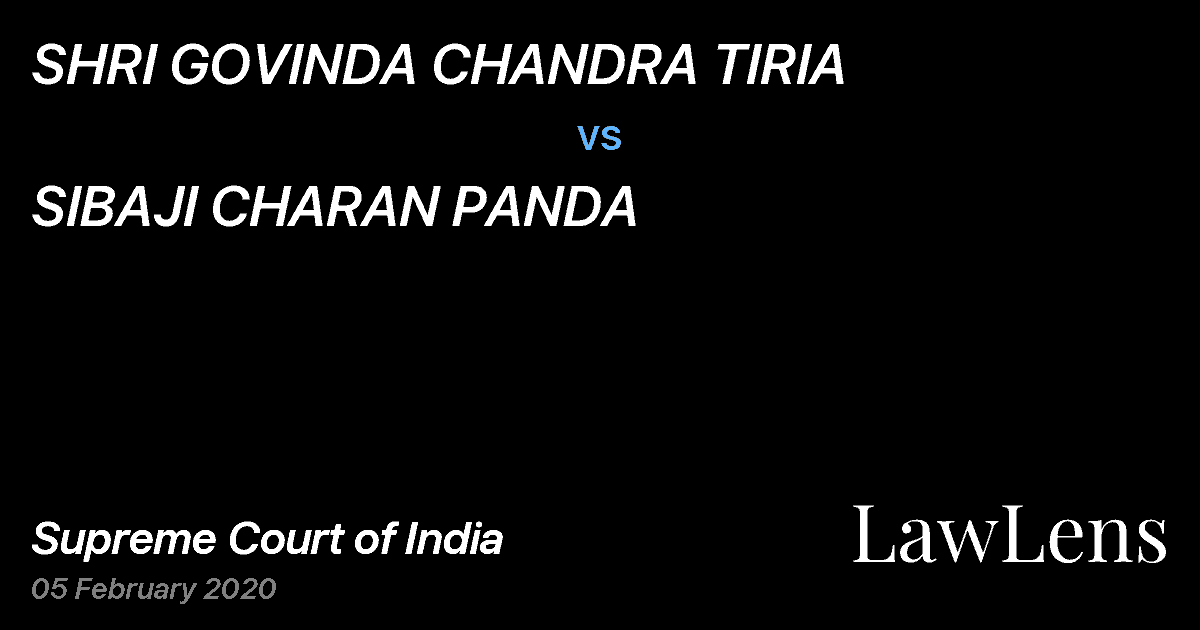Preview image for SHRI GOVINDA CHANDRA TIRIA vs. SIBAJI CHARAN PANDA