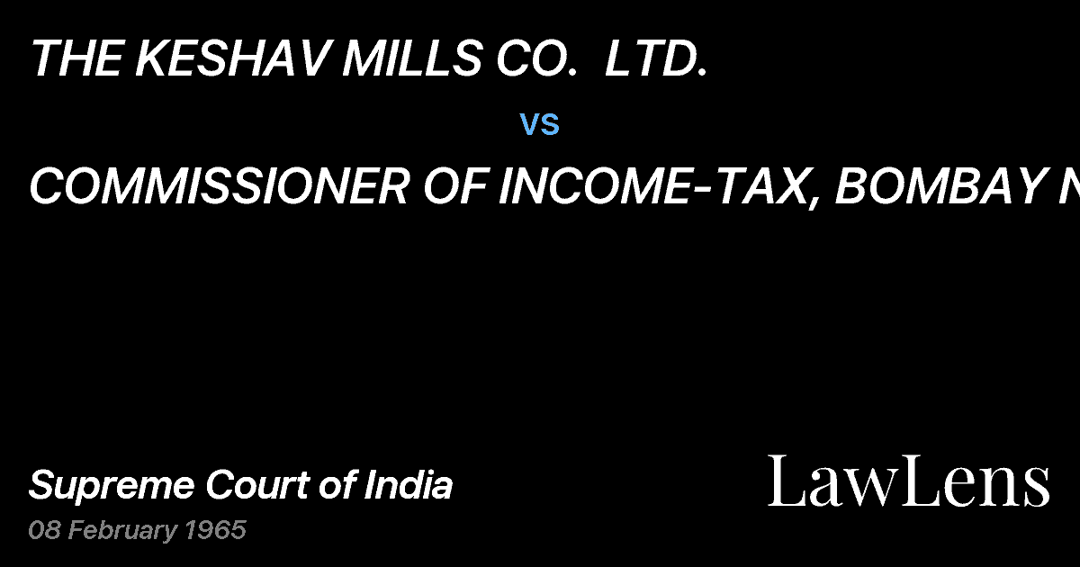 Preview image for THE KESHAV MILLS CO.  LTD. vs. COMMISSIONER OF INCOME-TAX, BOMBAY NORTH