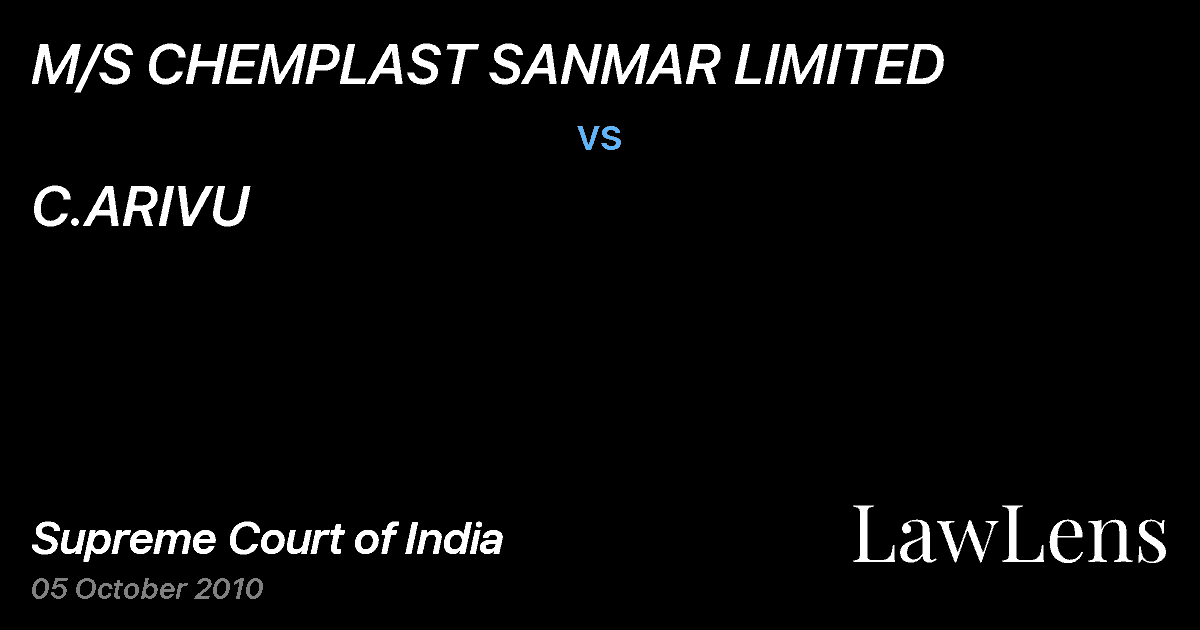 Preview image for M/S CHEMPLAST SANMAR LIMITED vs. C.ARIVU