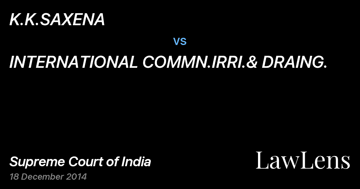 Preview image for K.K.SAXENA vs. INTERNATIONAL COMMN.IRRI.& DRAING.