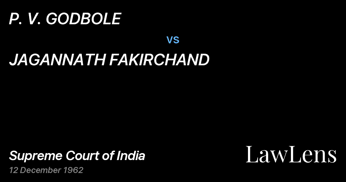 Preview image for P. V. GODBOLE vs. JAGANNATH FAKIRCHAND