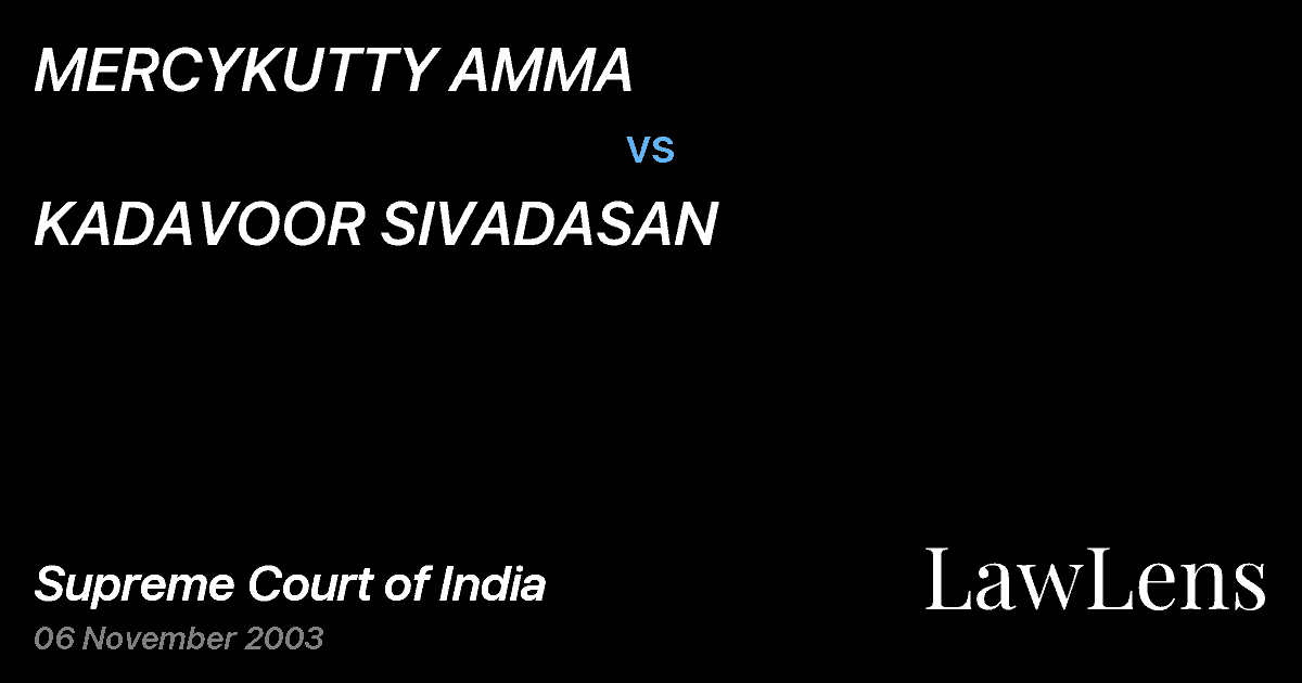 Preview image for MERCYKUTTY AMMA vs. KADAVOOR SIVADASAN
