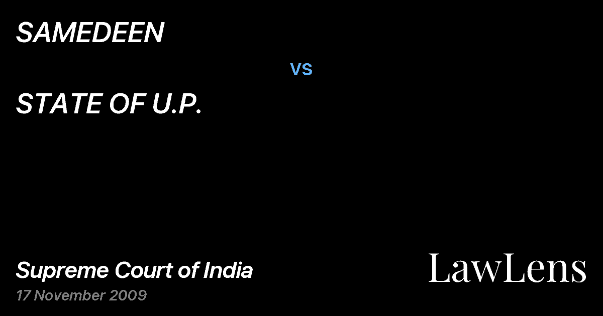 Preview image for SAMEDEEN vs. STATE OF U.P.
