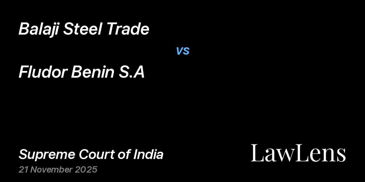 Preview image for Balaji Steel Trade vs. Fludor Benin S.A